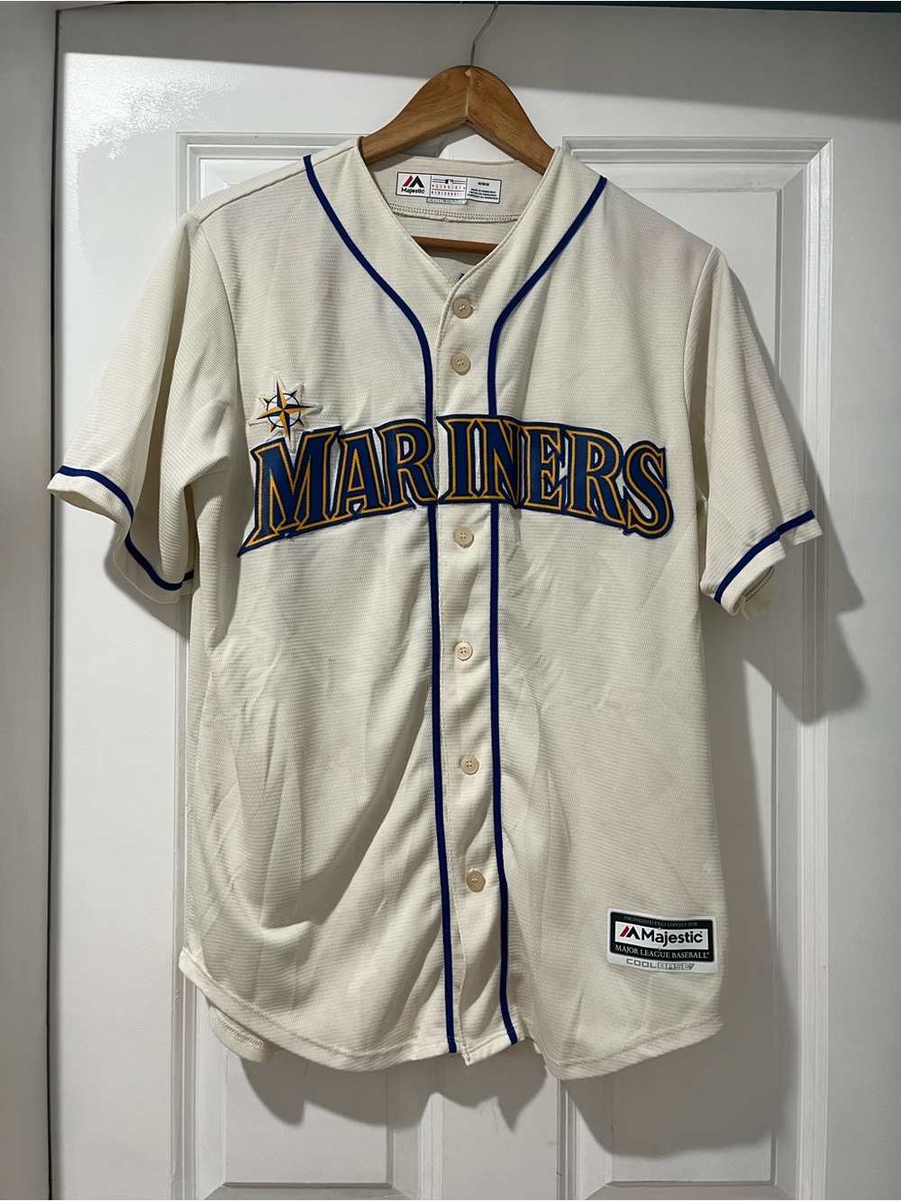 Majestic Cream Seattle Mariners Button-Front Jersey #22 - Cano